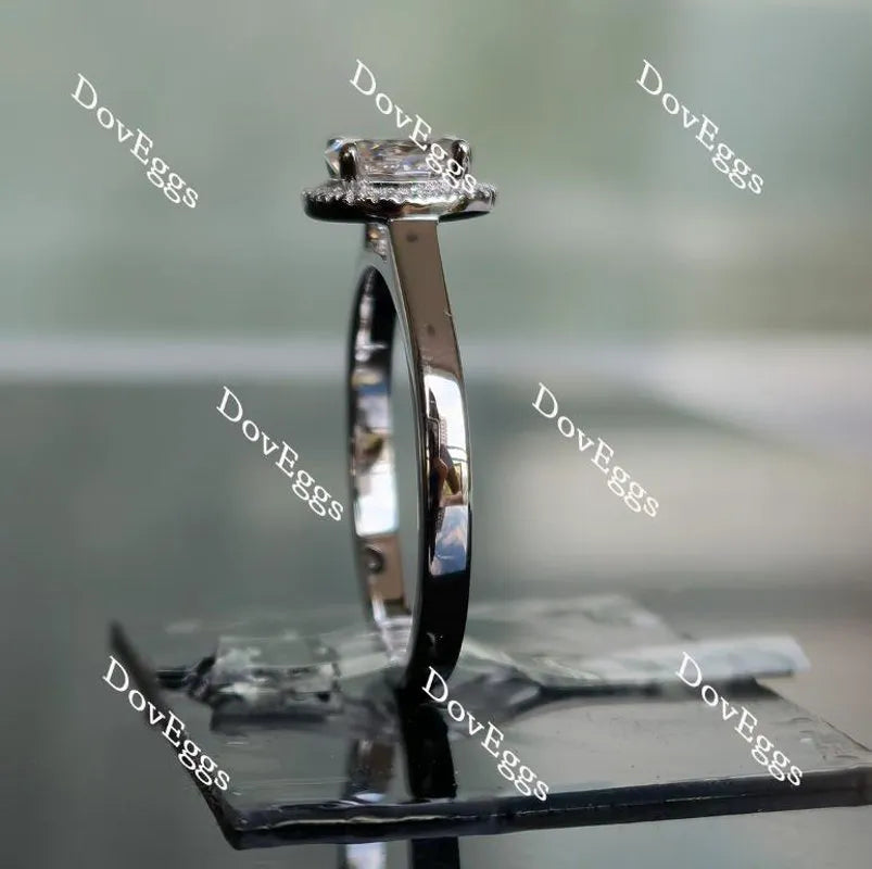 Oval cathedral halo moissanite engagement ring| DovEggs