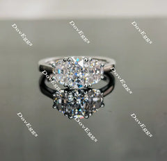 Oval three stones moissanite engagement ring| Doveggs