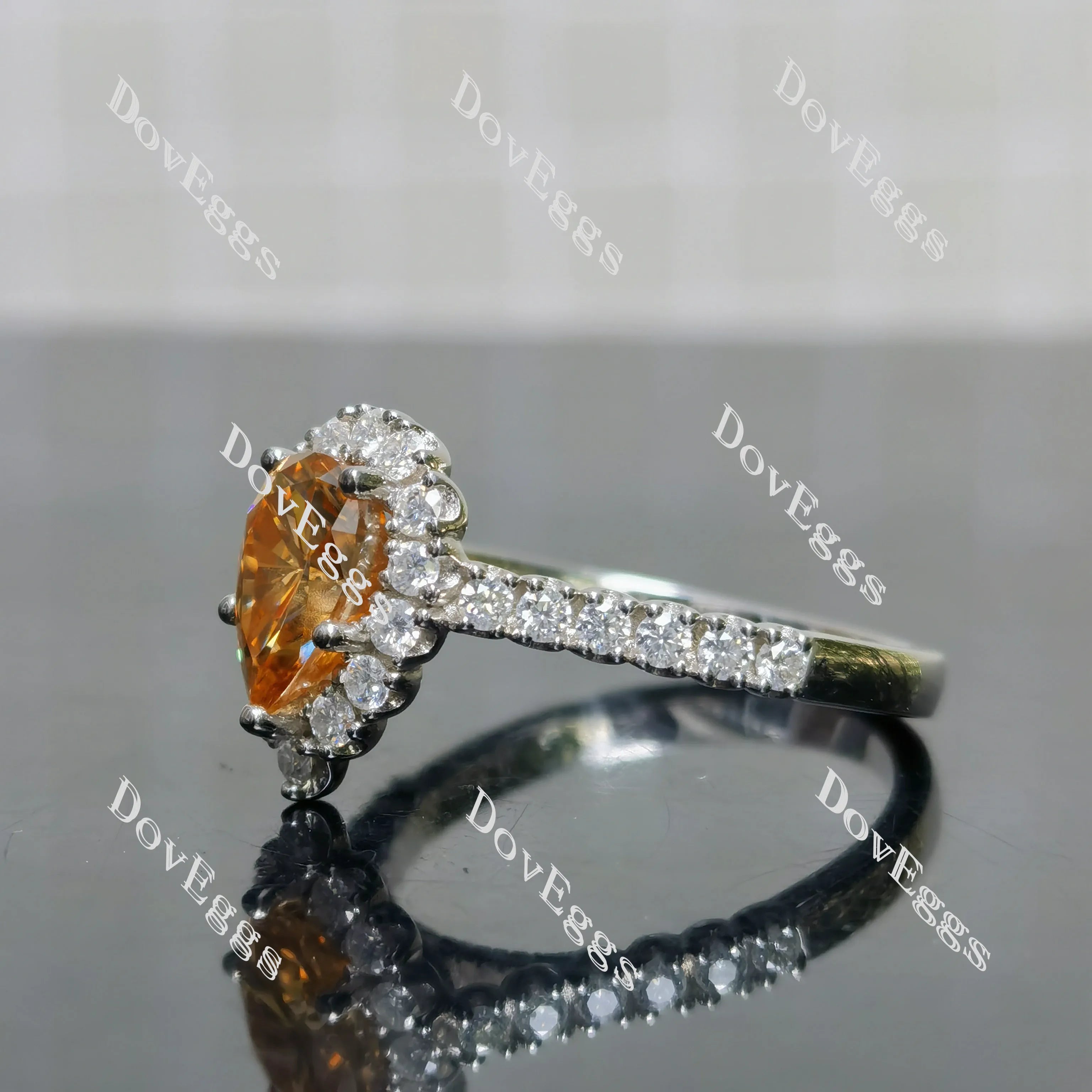 (size 11) Doveggs sterling silver 3ct champagne color pear moissanite engagement ring