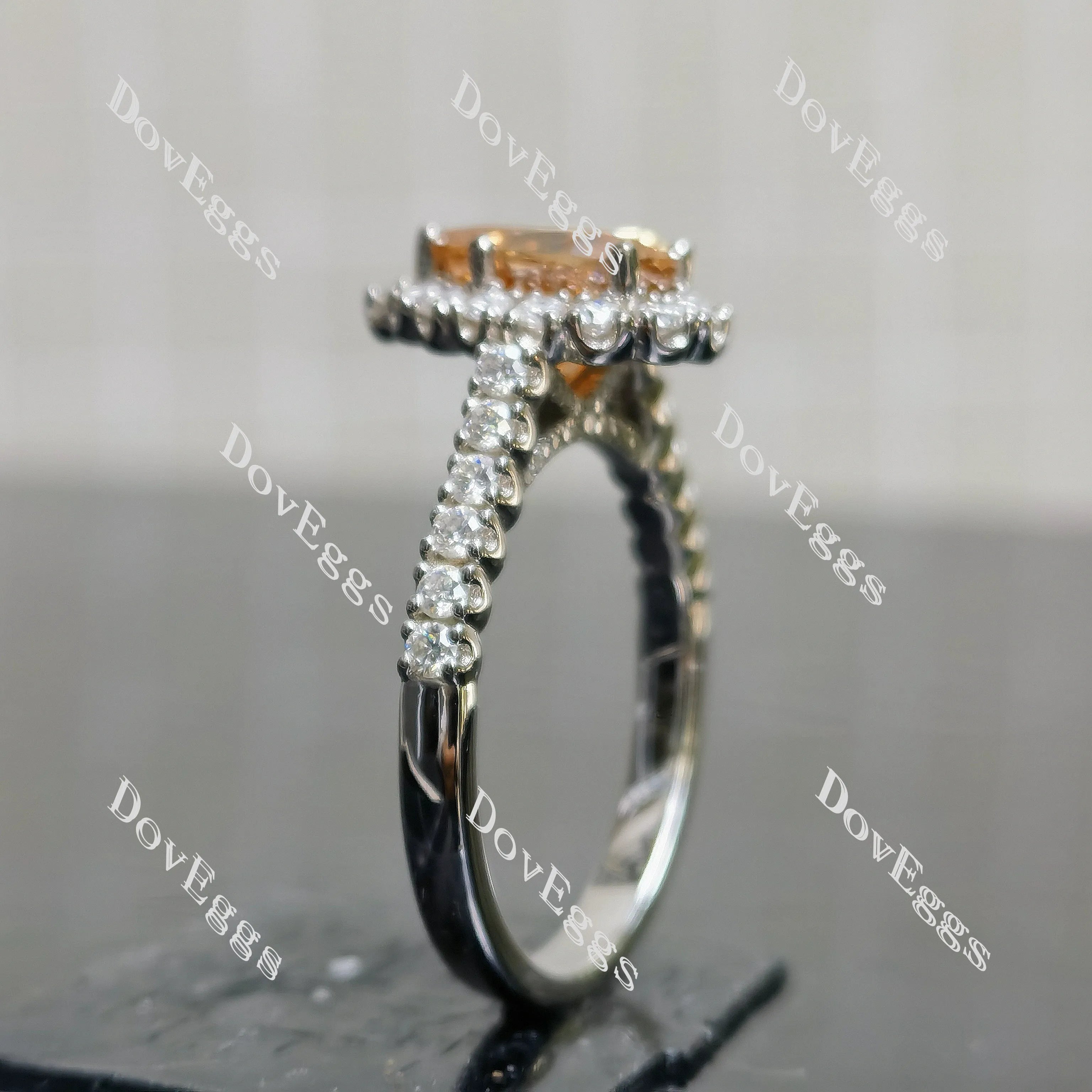(size 11) Doveggs sterling silver 3ct champagne color pear moissanite engagement ring