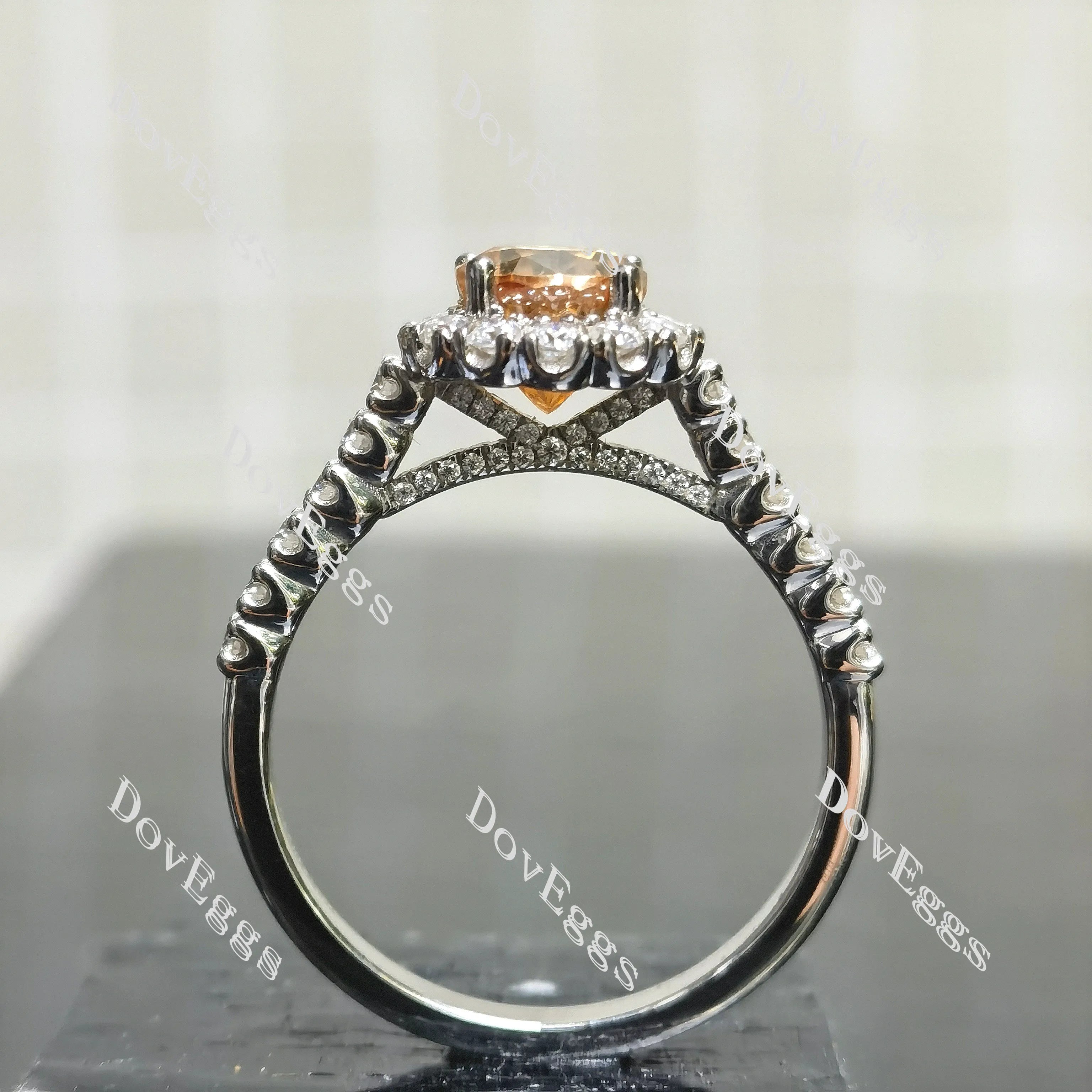 (size 11) Doveggs sterling silver 3ct champagne color pear moissanite engagement ring