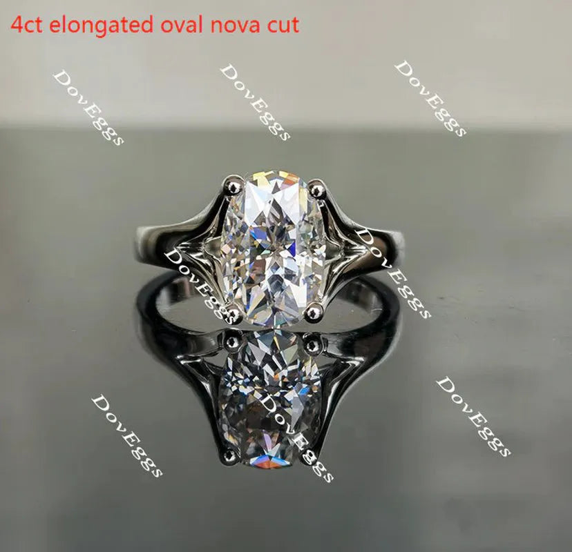 Oval solitaire split shank moissanite engagement ring| Doveggs