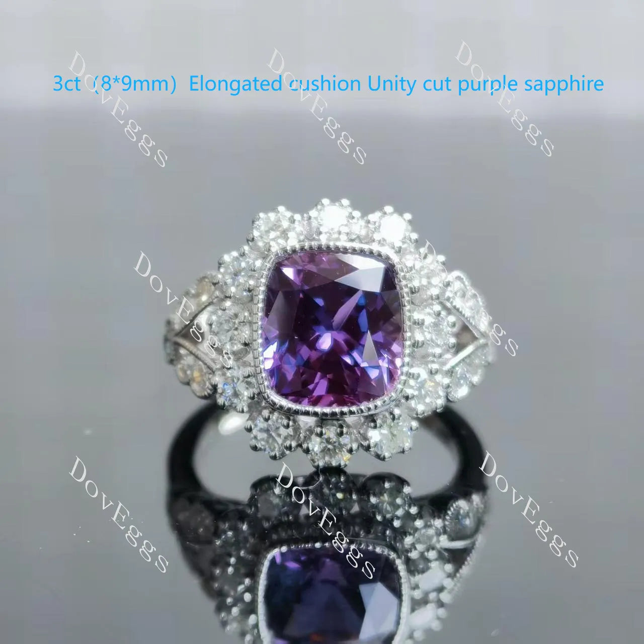 Group Order flower shape halo split shank moissanite/colored gem engagement ring