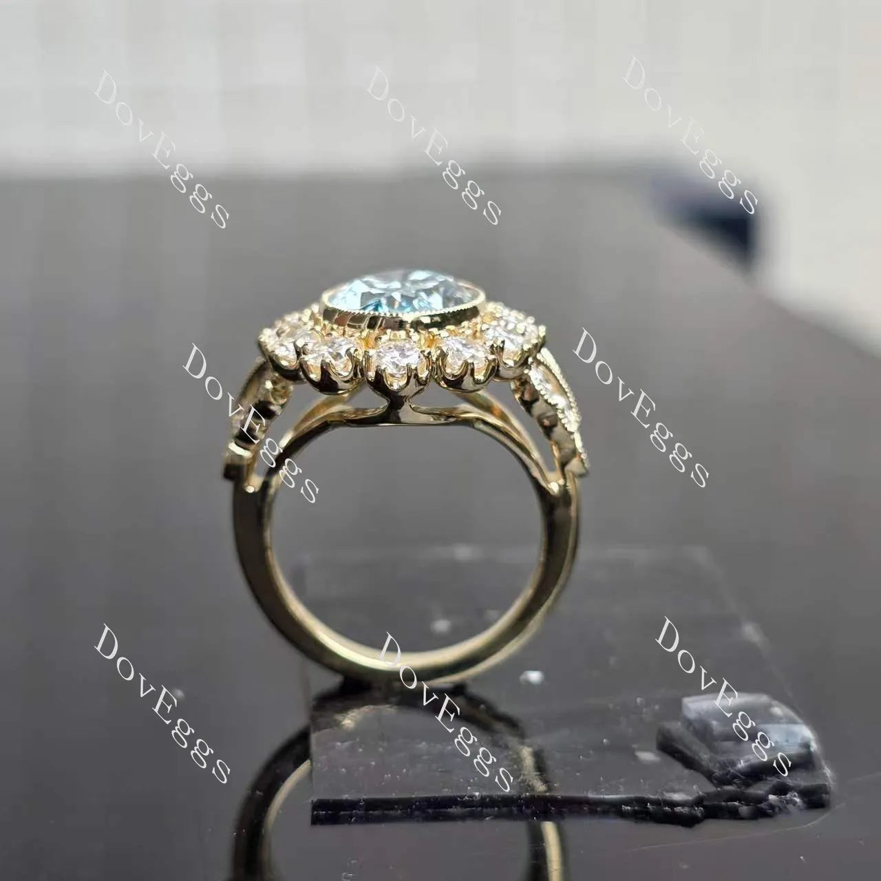 Group Order flower shape halo split shank moissanite/colored gem engagement ring