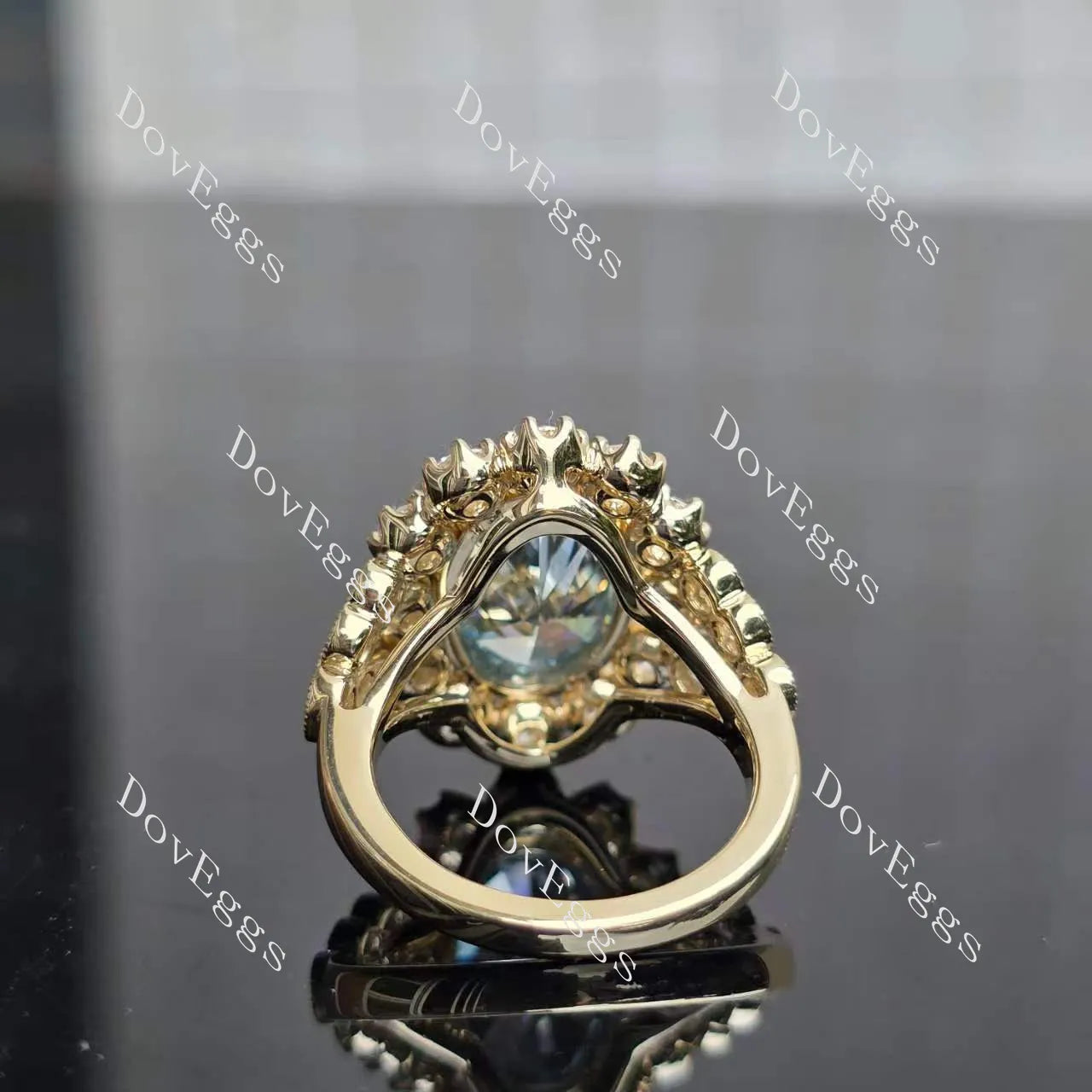 Group Order flower shape halo split shank moissanite/colored gem engagement ring