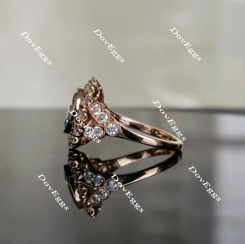 Group Order flower shape halo split shank moissanite/colored gem engagement ring