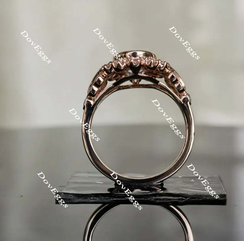 Group Order flower shape halo split shank moissanite/colored gem engagement ring