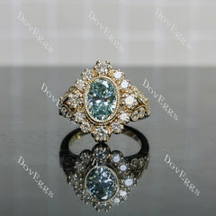 Tin’s Marisol Oval floral colored moissanite engagement ring | DovEggs