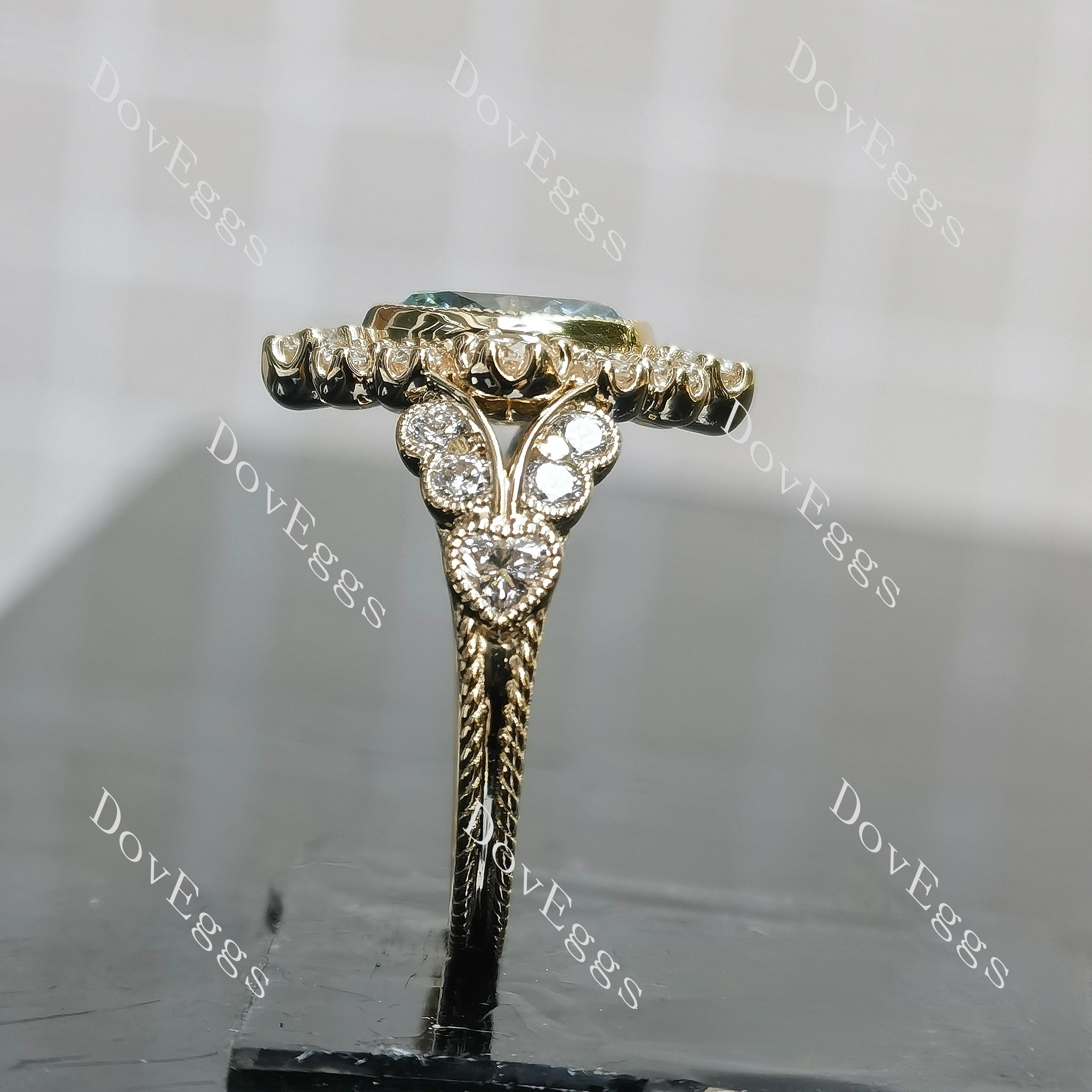 Tin’s Marisol Oval floral colored moissanite engagement ring | DovEggs