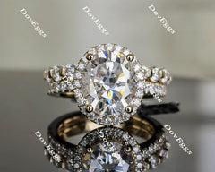 Oval halo pave moissanite engagement ring only| DovEggs