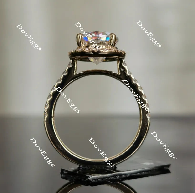 Oval halo pave moissanite engagement ring only| DovEggs