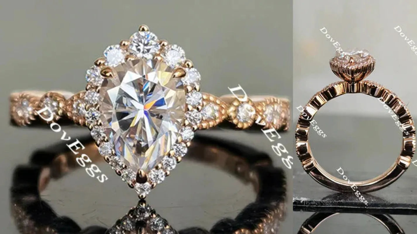 Art deco halo engagement ring only semi-mount only(Exclusively to DovEggs Stones)
