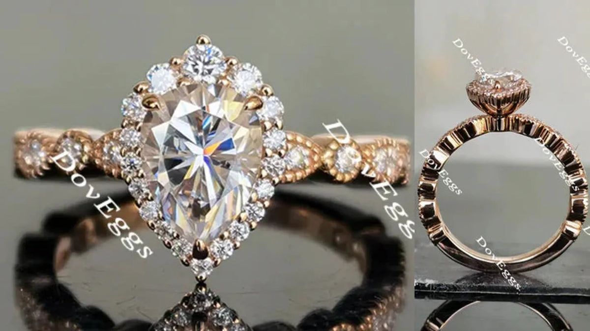 Art deco halo engagement ring only semi-mount only(Exclusively to DovEggs Stones)