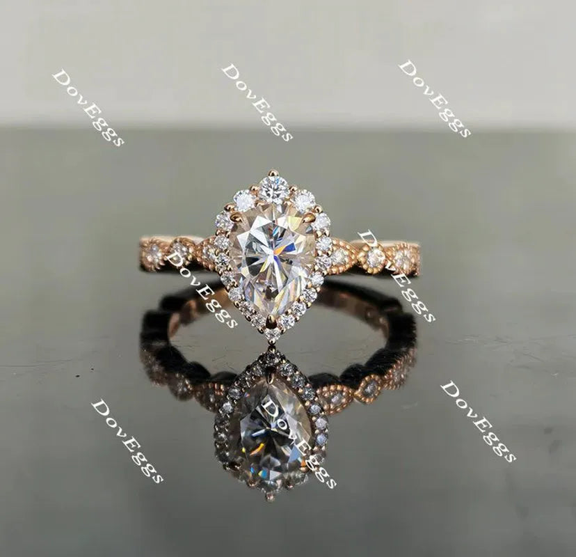 Art deco halo engagement ring only semi-mount only(Exclusively to DovEggs Stones)
