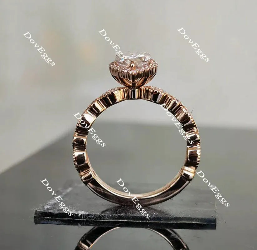 Art deco halo engagement ring only semi-mount only(Exclusively to DovEggs Stones)