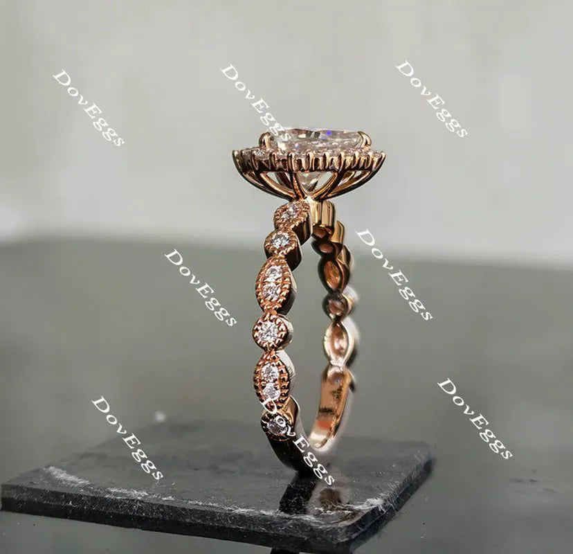 Art deco halo engagement ring only semi-mount only(Exclusively to DovEggs Stones)