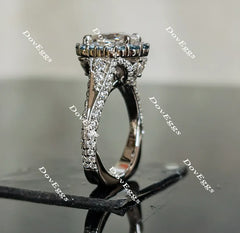 Oval art deco halo moissanite engagement ring| Doveggs