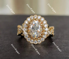 The Fiona-Oval flower shape moissanite engagement ring| DovEggs