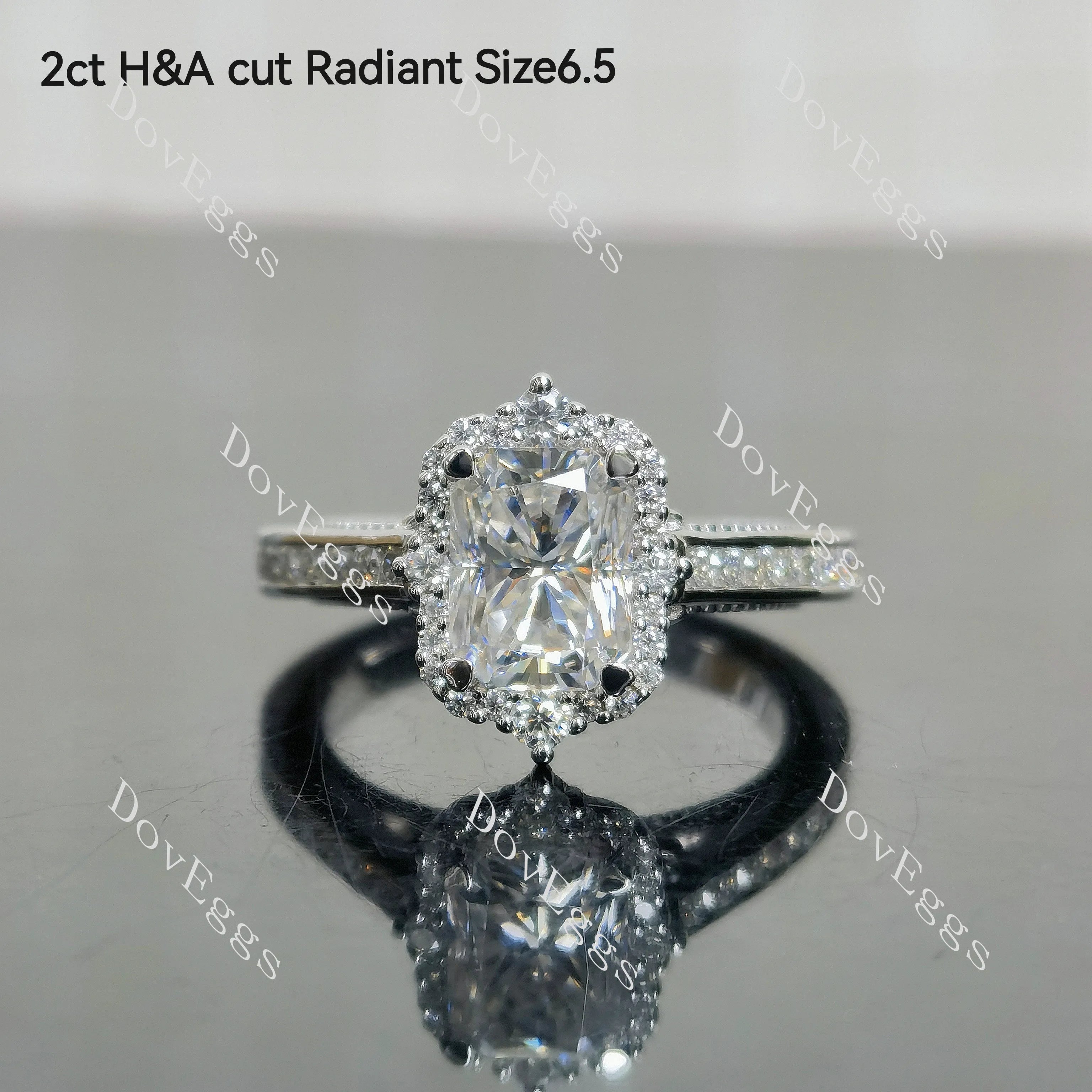 2ct(6*8mm) GHI color Radiant H&A cut & size 6.5