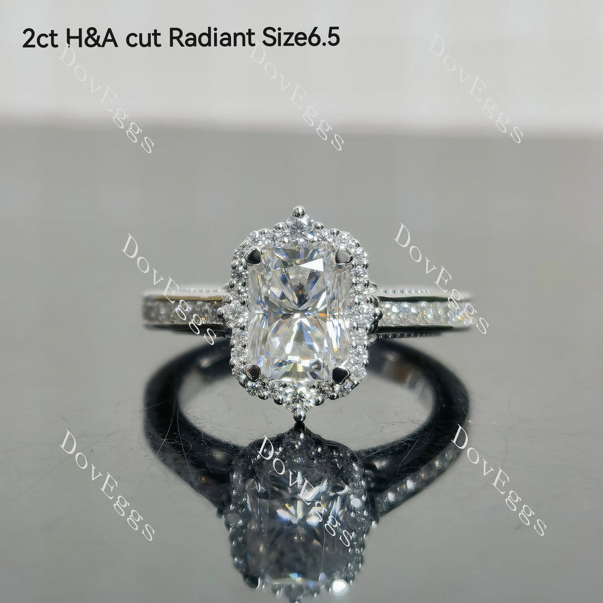 2ct(6*8mm) GHI color Radiant H&A cut & size 6.5