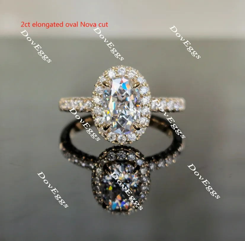 Doveggs asscher half eternity pave moissanite engagement ring