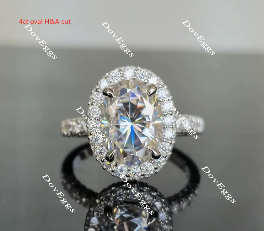 Doveggs asscher half eternity pave moissanite engagement ring