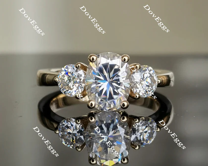 Doveggs three-stone engagement ring only semi-mount only(Exclusively to DovEggs Stones)