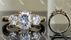 Oval three-stone moissanite engagement ring for women| DovEggs