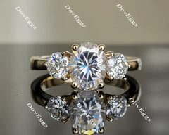 Oval three-stone moissanite engagement ring for women| DovEggs