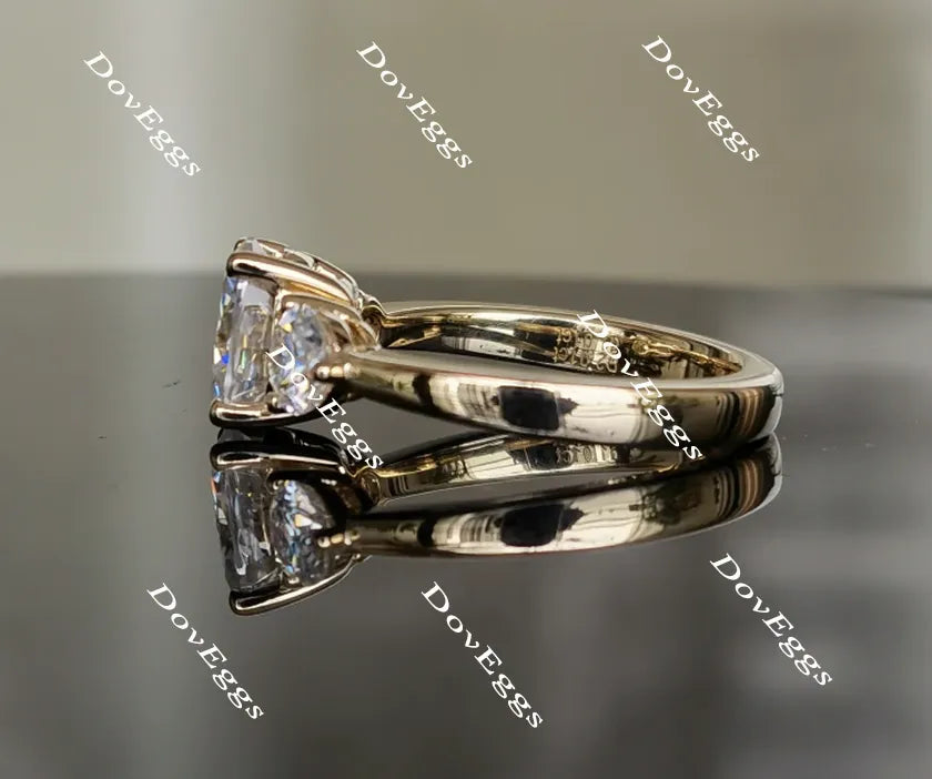 Oval three-stone moissanite engagement ring for women| DovEggs