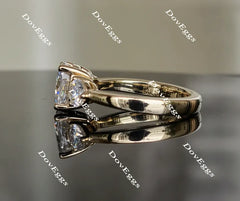 Oval three-stone moissanite engagement ring for women| DovEggs