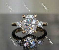 The Katherine-Oval side stone moissanite engagement ring| Doveggs