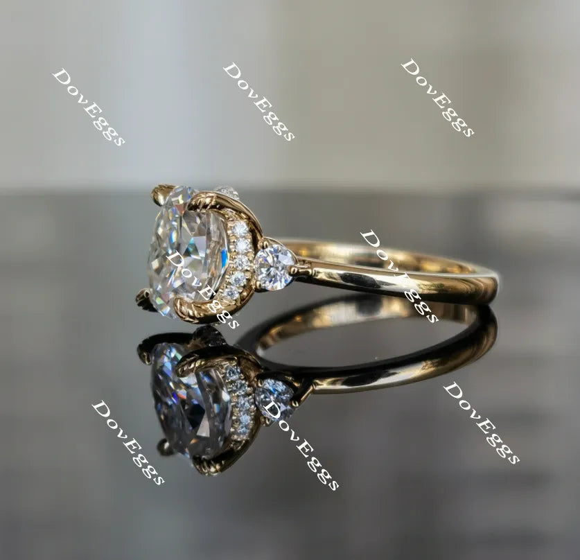 The Katherine-Oval side stone moissanite engagement ring| Doveggs