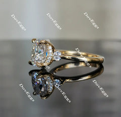 The Katherine-Oval side stone moissanite engagement ring| Doveggs
