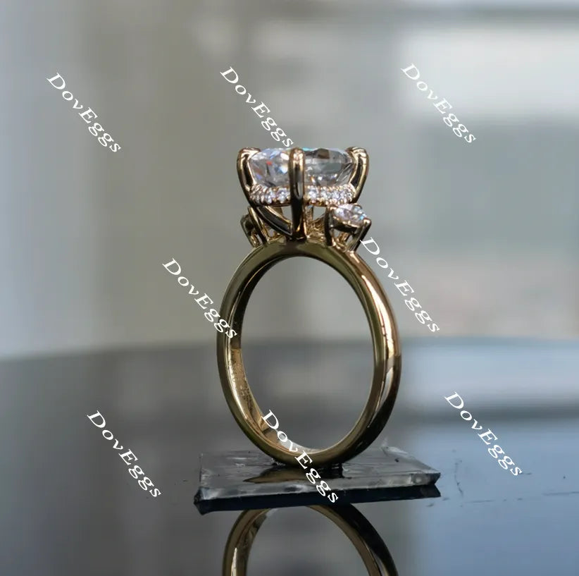 The Katherine-Oval side stone moissanite engagement ring| Doveggs