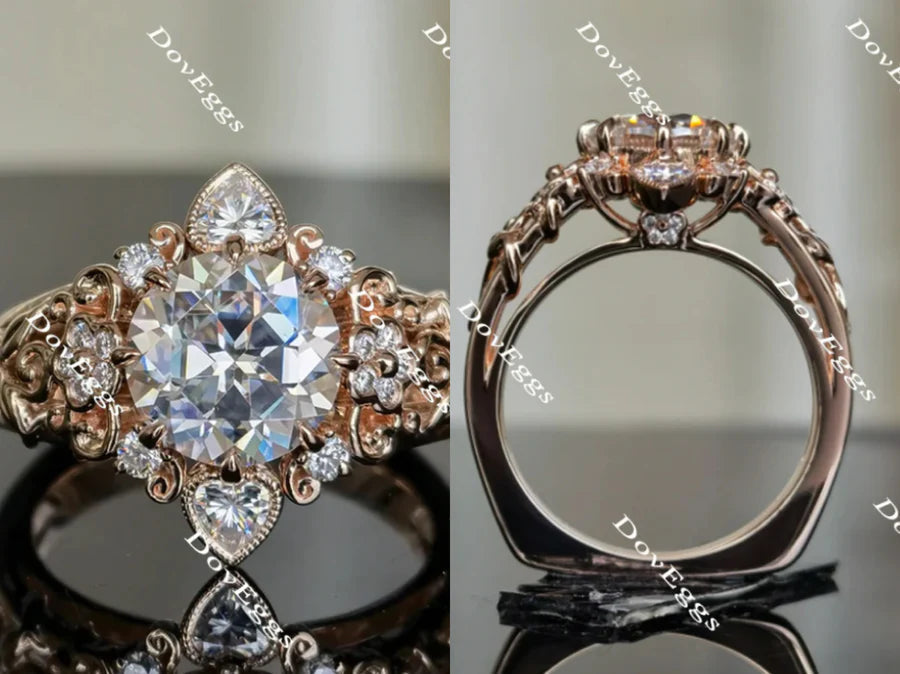 Floral engagement ring only semi-mount only(Exclusively to DovEggs Stones)