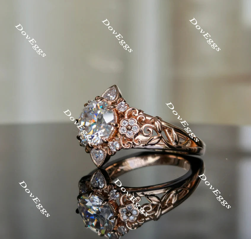 Floral engagement ring only semi-mount only(Exclusively to DovEggs Stones)