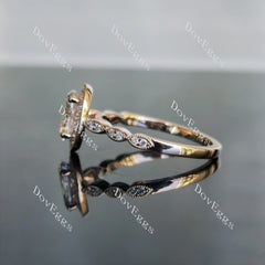 Oval art deco halo moissanite engagement ring| Doveggs