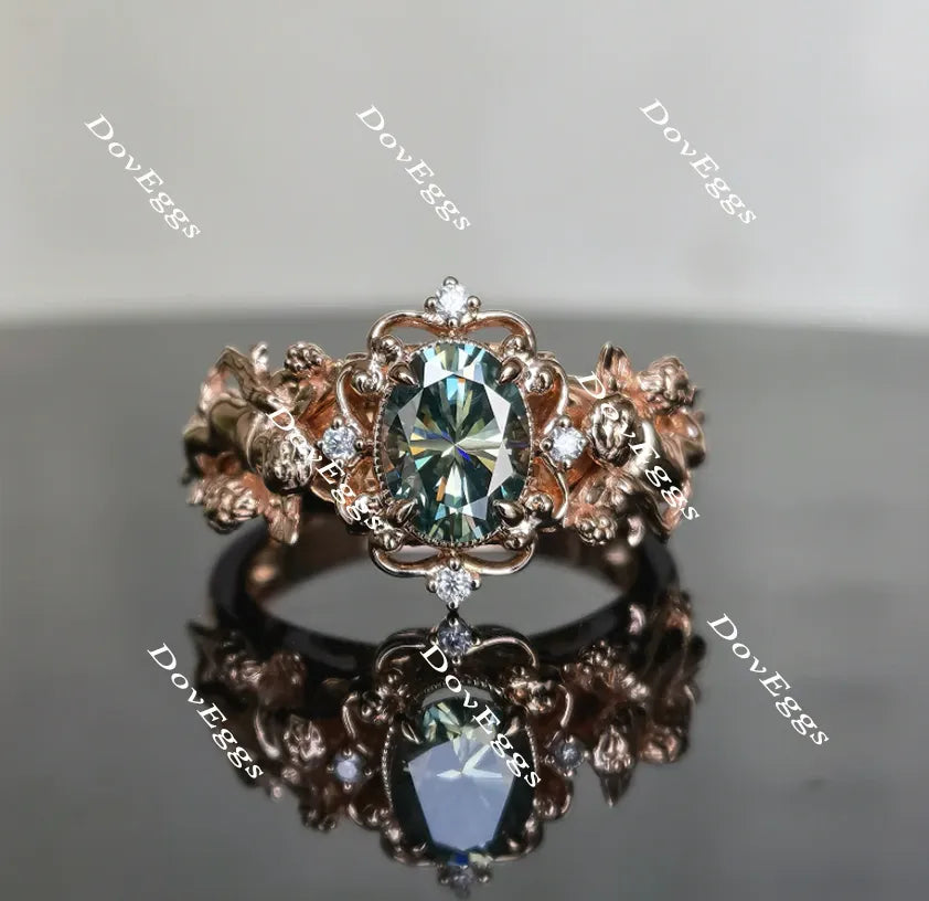 The Misty angel-Oval art deco colored moissanite emgagement ring| Doveggs