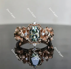 The Misty angel-Oval art deco colored moissanite emgagement ring| Doveggs