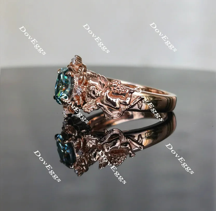 The Misty angel-Oval art deco colored moissanite emgagement ring| Doveggs