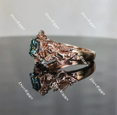 The Misty angel-Oval art deco colored moissanite emgagement ring| Doveggs