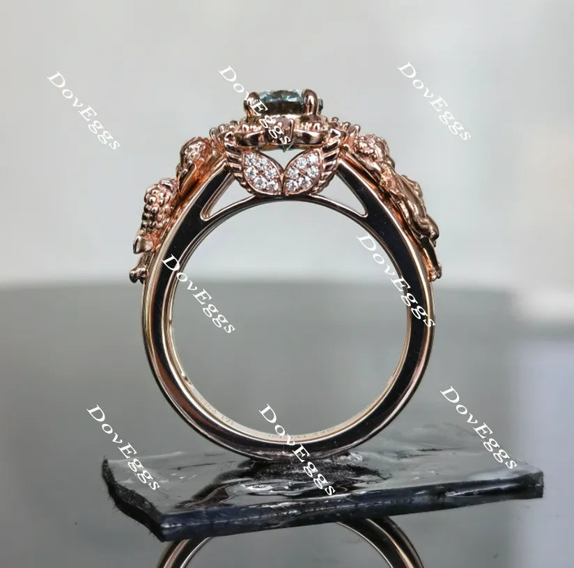 The Misty angel-Oval art deco colored moissanite emgagement ring| Doveggs