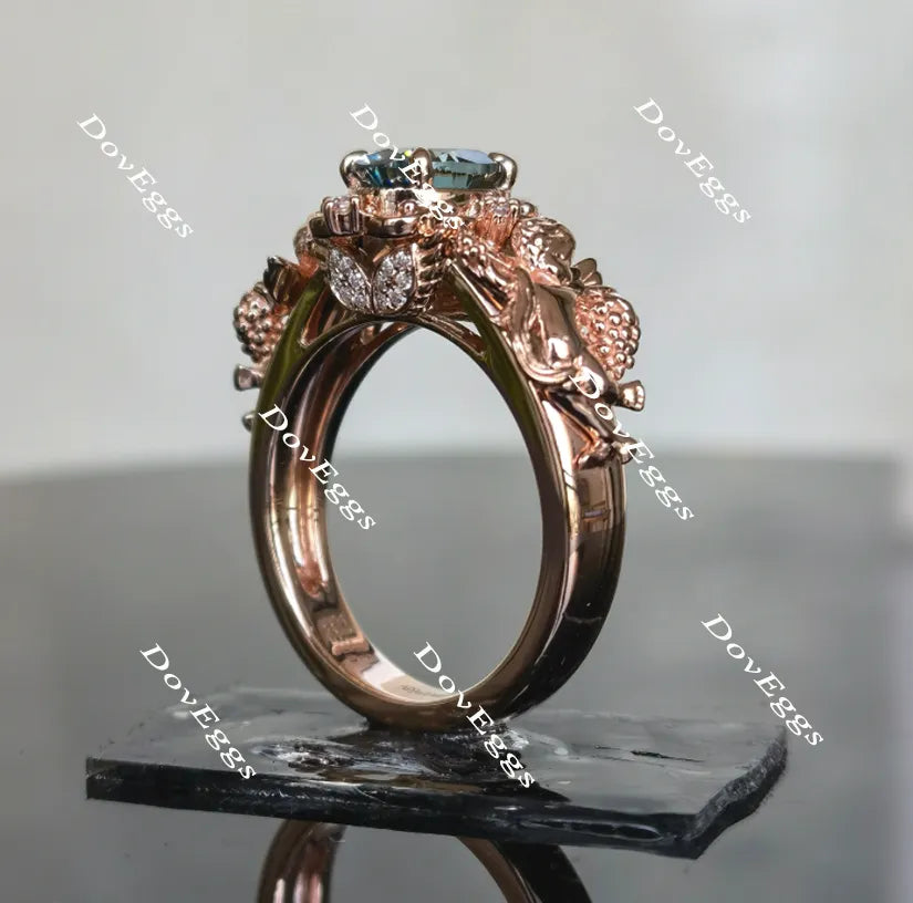 The Misty angel-Oval art deco colored moissanite emgagement ring| Doveggs