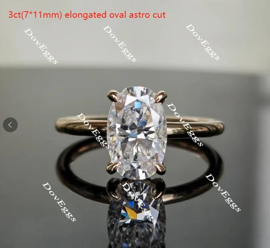 Oval hidden halo moissanite engagement ring| Doveggs