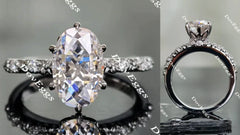 Oval art deco moissanite engagement ring| DovEggs