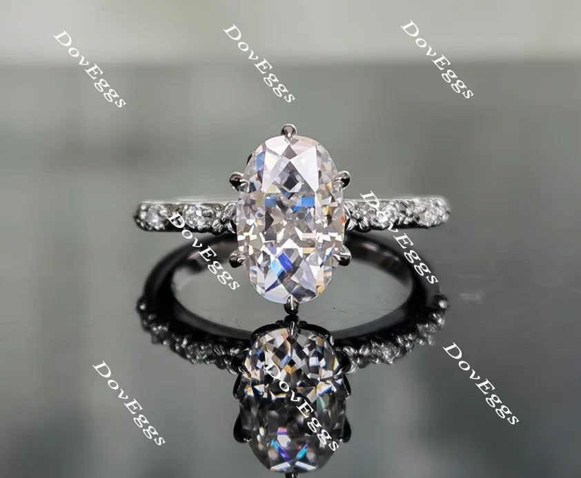 Oval art deco moissanite engagement ring| DovEggs