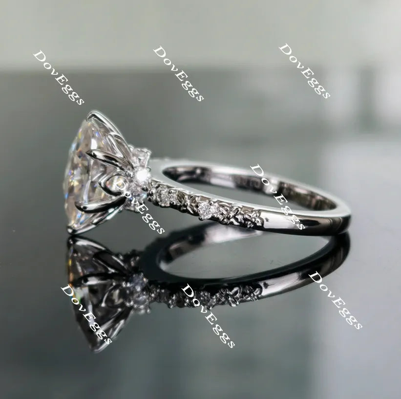 Oval art deco moissanite engagement ring| DovEggs