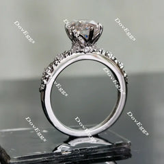 Oval art deco moissanite engagement ring| DovEggs