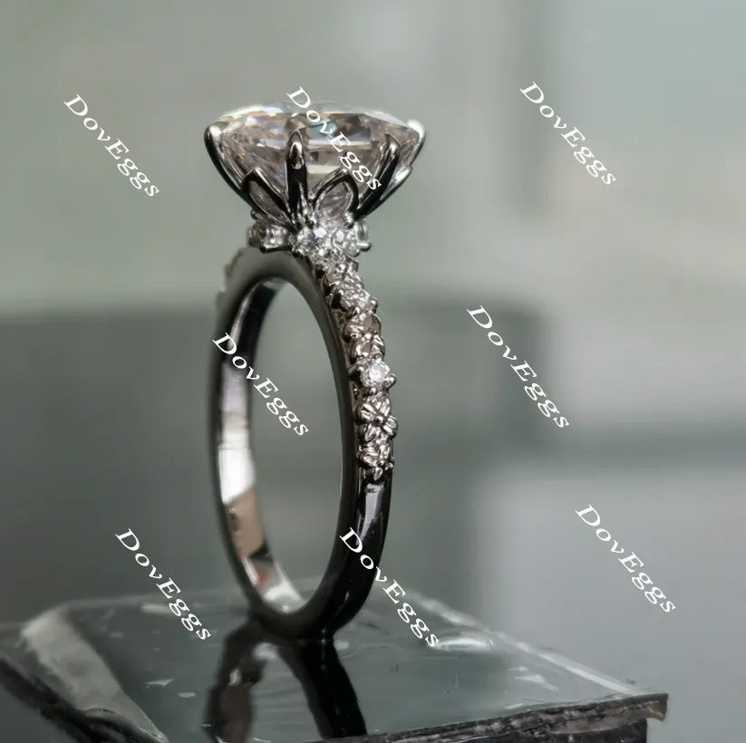 Oval art deco moissanite engagement ring| DovEggs